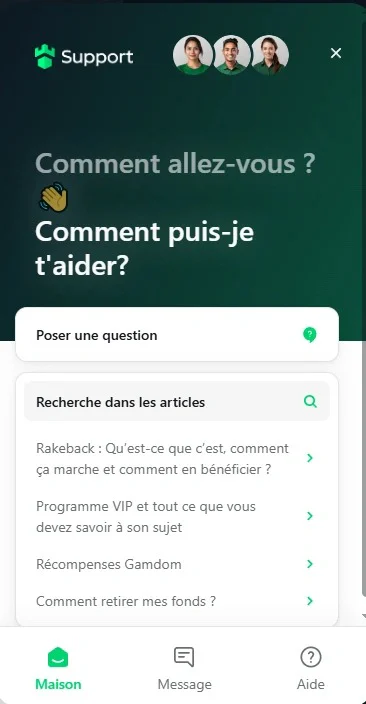 Service client de Gamdom